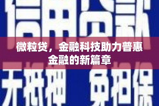 港南微粒贷，金融科技助力普惠金融的新篇章