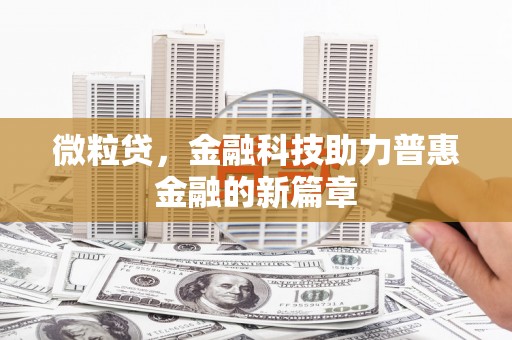 港南微粒贷，金融科技助力普惠金融的新篇章