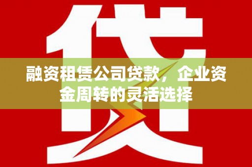 港南融资租赁公司贷款，企业资金周转的灵活选择