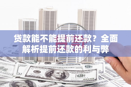 港南贷款能不能提前还款？全面解析提前还款的利与弊