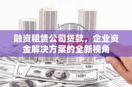 港南融资租赁公司贷款，企业资金解决方案的全新视角