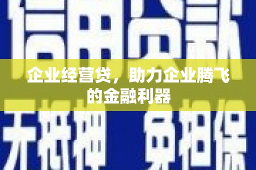 港南企业经营贷，助力企业腾飞的金融利器