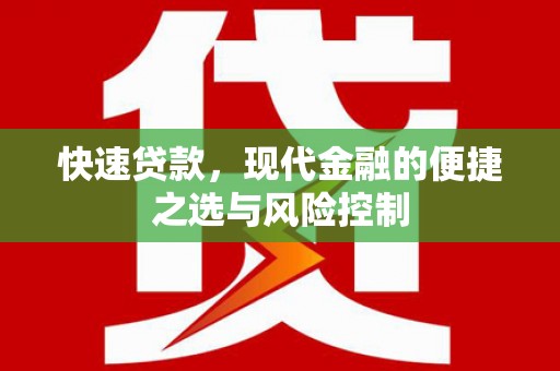 港南快速贷款，现代金融的便捷之选与风险控制