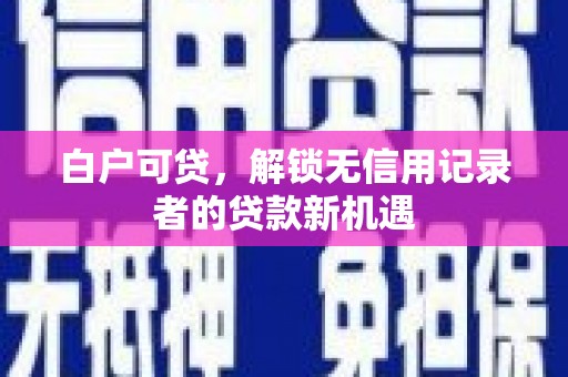 港南白户可贷，解锁无信用记录者的贷款新机遇