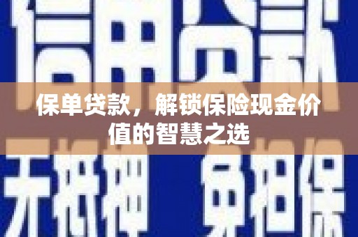 港南保单贷款，解锁保险现金价值的智慧之选