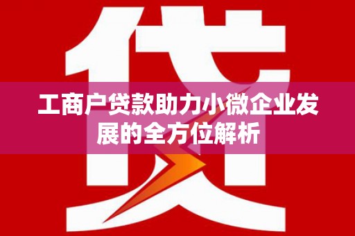 港南工商户贷款助力小微企业发展的全方位解析