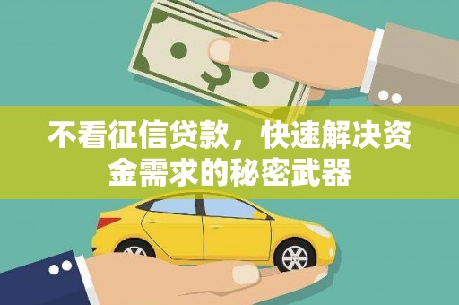 港南不看征信贷款，快速解决资金需求的秘密武器