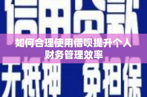 港南如何合理使用借呗提升个人财务管理效率
