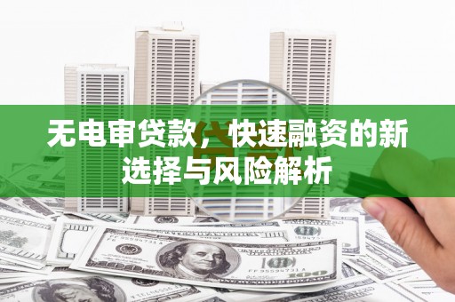 港南无电审贷款，快速融资的新选择与风险解析