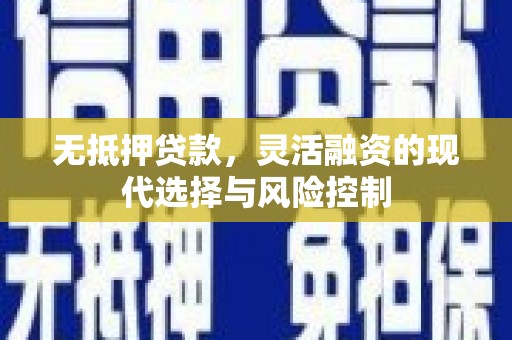 港南无抵押贷款，灵活融资的现代选择与风险控制