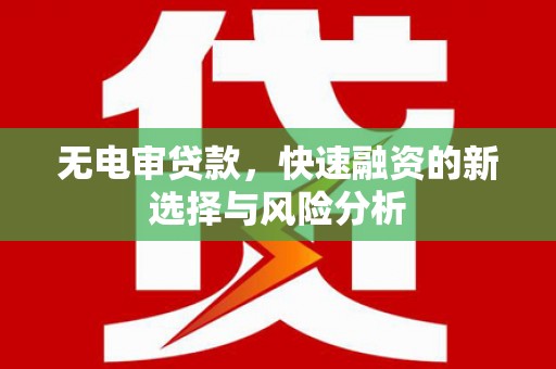 港南无电审贷款，快速融资的新选择与风险分析