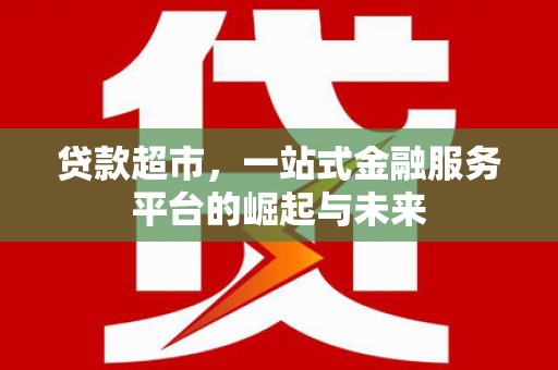 港南贷款超市，一站式金融服务平台的崛起与未来